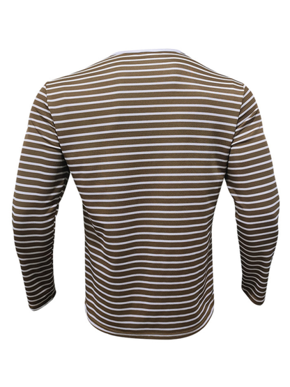 Cozy Autumn Striped Long Sleeve Henley Tee for Effortless Style and Comfort