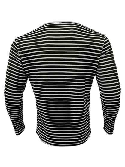 Cozy Autumn Striped Long Sleeve Henley Tee for Effortless Style and Comfort