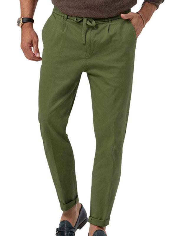Stylish Men's Solid Color Straight-Leg Business Casual Trousers for Effortless Elegance - MENLL