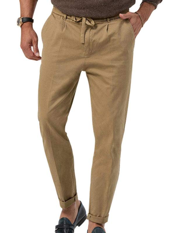 Stylish Men's Solid Color Straight-Leg Business Casual Trousers for Effortless Elegance - MENLL