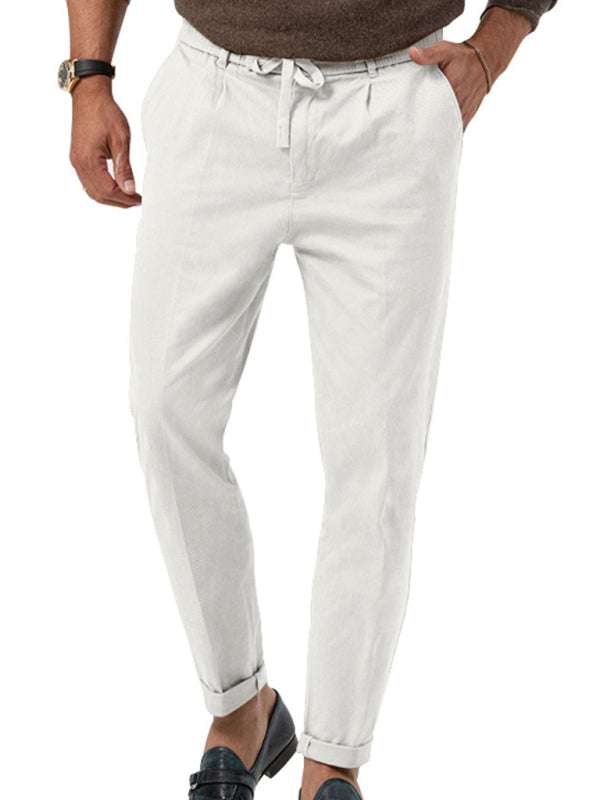 Stylish Men's Solid Color Straight-Leg Business Casual Trousers for Effortless Elegance - MENLL