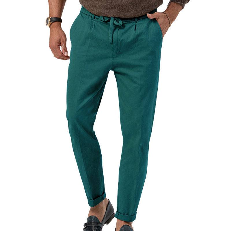 Stylish Men's Solid Color Straight-Leg Business Casual Trousers for Effortless Elegance - MENLL