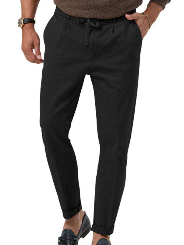 Stylish Men's Solid Color Straight-Leg Business Casual Trousers for Effortless Elegance - MENLL