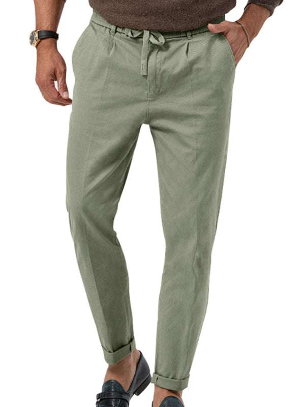 Stylish Men's Solid Color Straight-Leg Business Casual Trousers for Effortless Elegance - MENLL