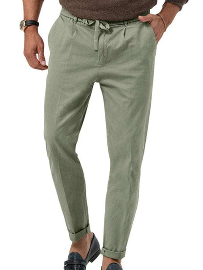 Stylish Men's Solid Color Straight-Leg Business Casual Trousers for Effortless Elegance - MENLL