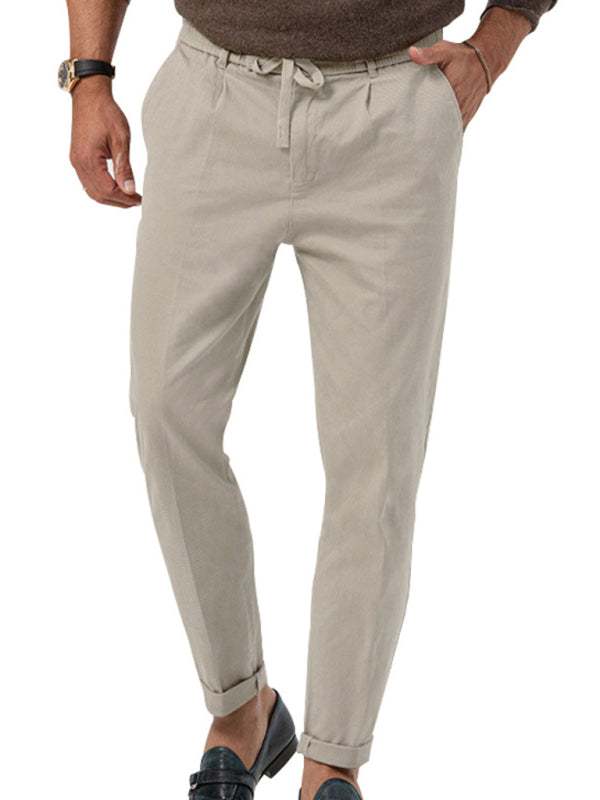 Stylish Men's Solid Color Straight-Leg Business Casual Trousers for Effortless Elegance - MENLL