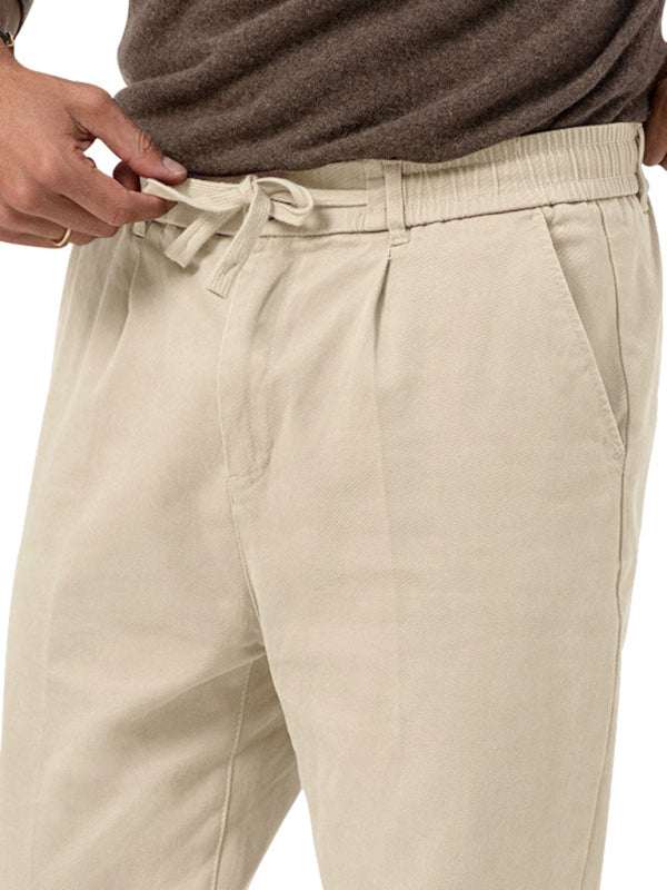 Stylish Men's Solid Color Straight-Leg Business Casual Trousers for Effortless Elegance - MENLL