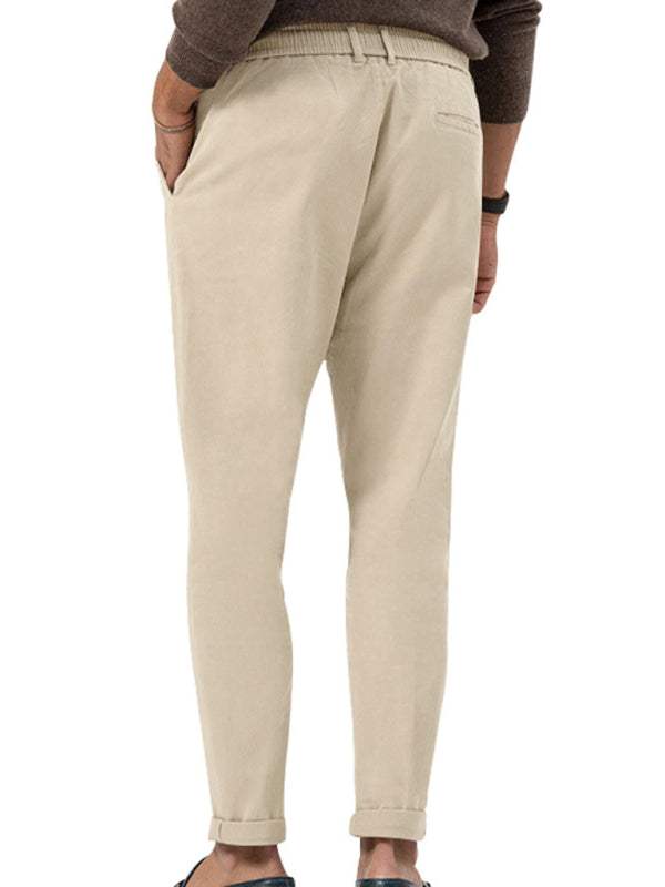 Stylish Men's Solid Color Straight-Leg Business Casual Trousers for Effortless Elegance - MENLL