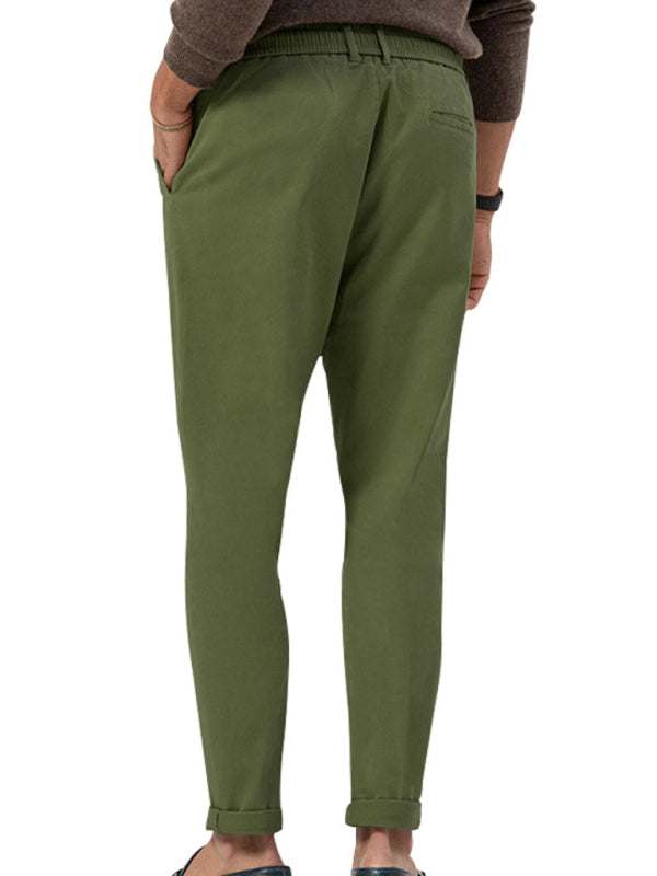 Stylish Men's Solid Color Straight-Leg Business Casual Trousers for Effortless Elegance - MENLL