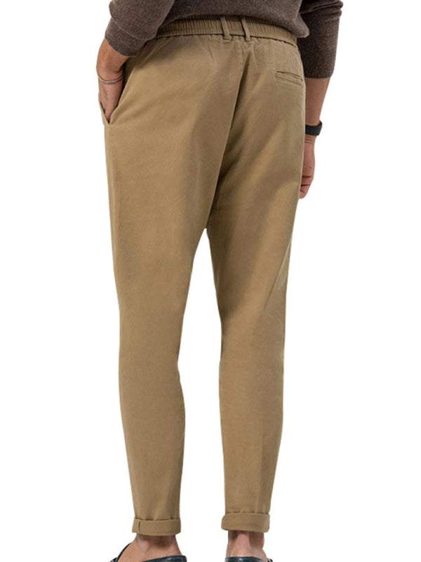Stylish Men's Solid Color Straight-Leg Business Casual Trousers for Effortless Elegance - MENLL