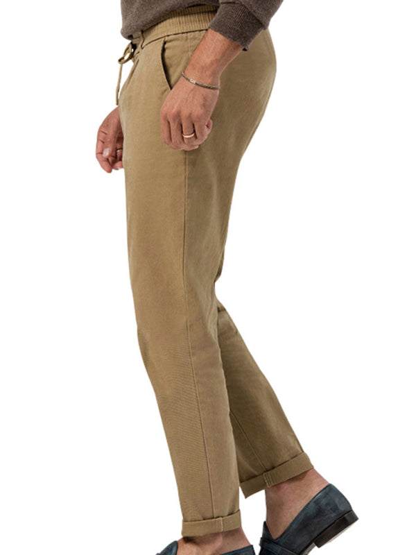 Stylish Men's Solid Color Straight-Leg Business Casual Trousers for Effortless Elegance - MENLL