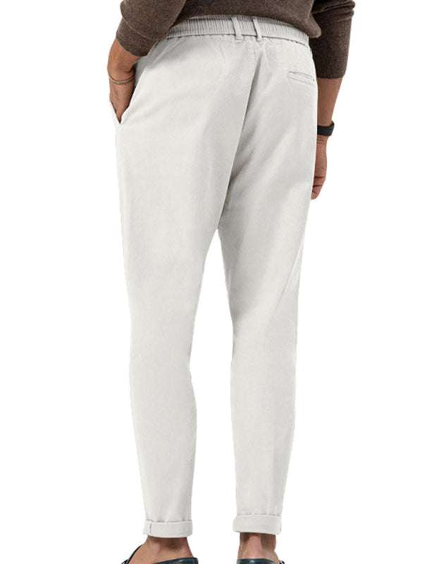 Stylish Men's Solid Color Straight-Leg Business Casual Trousers for Effortless Elegance - MENLL