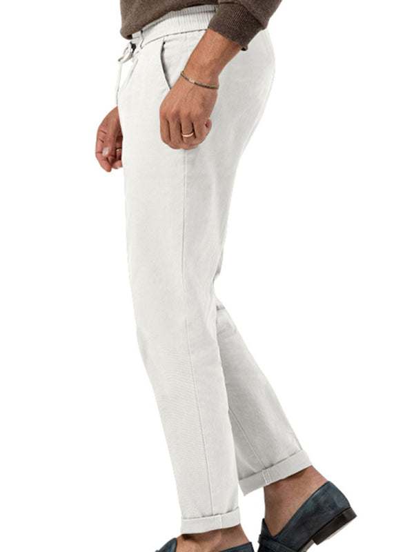 Stylish Men's Solid Color Straight-Leg Business Casual Trousers for Effortless Elegance - MENLL