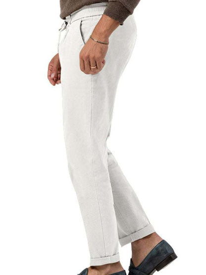 Stylish Men's Solid Color Straight-Leg Business Casual Trousers for Effortless Elegance - MENLL