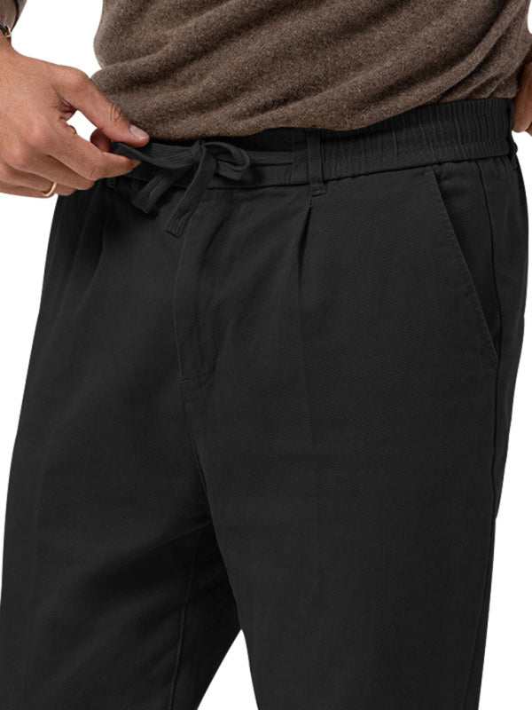 Stylish Men's Solid Color Straight-Leg Business Casual Trousers for Effortless Elegance - MENLL