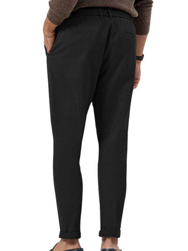 Stylish Men's Solid Color Straight-Leg Business Casual Trousers for Effortless Elegance - MENLL