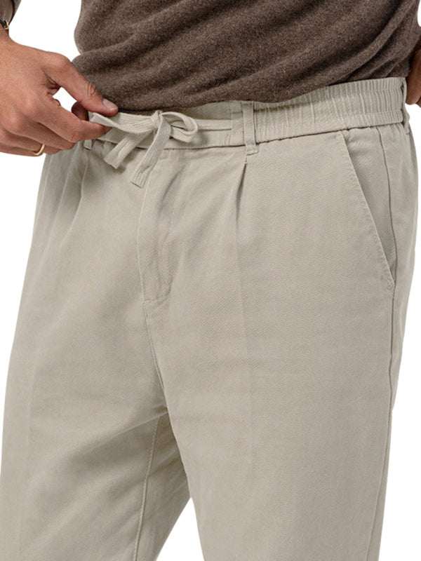 Stylish Men's Solid Color Straight-Leg Business Casual Trousers for Effortless Elegance - MENLL