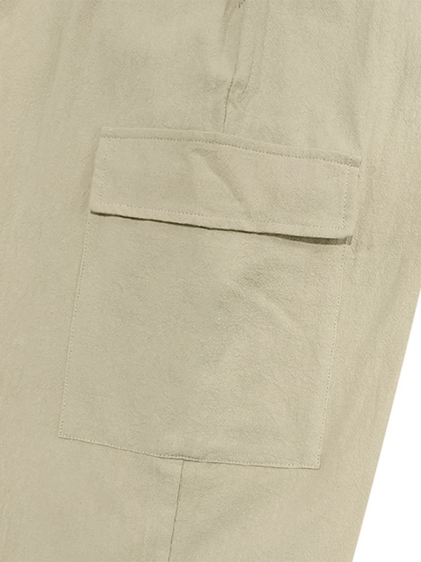 Versatile Cotton Cargo Trousers with Drawstring & Cuffed Hem - MENLL