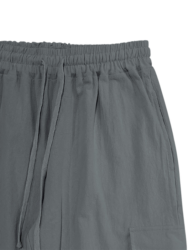 Versatile Cotton Cargo Trousers with Drawstring & Cuffed Hem - MENLL
