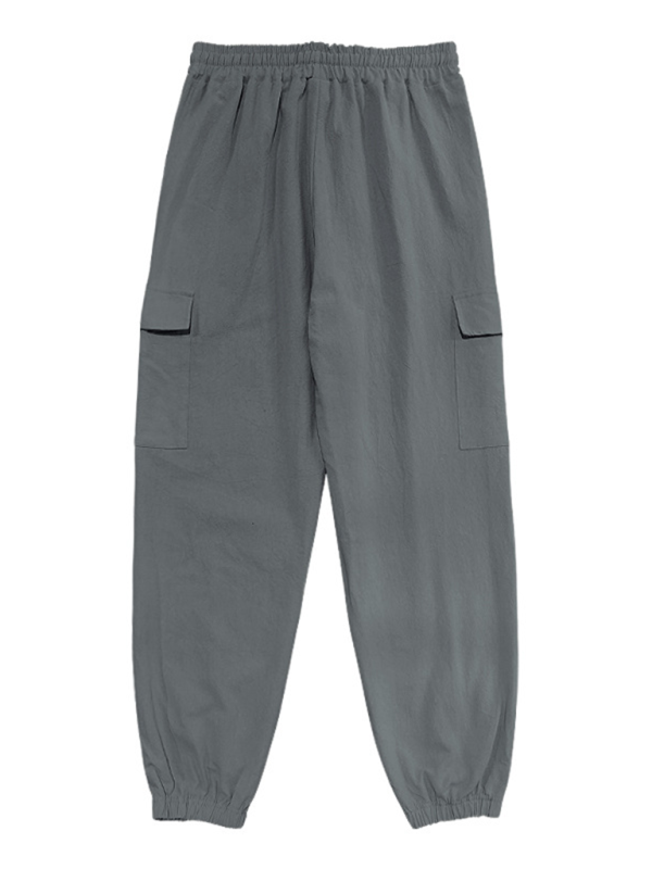 Versatile Cotton Cargo Trousers with Drawstring & Cuffed Hem - MENLL