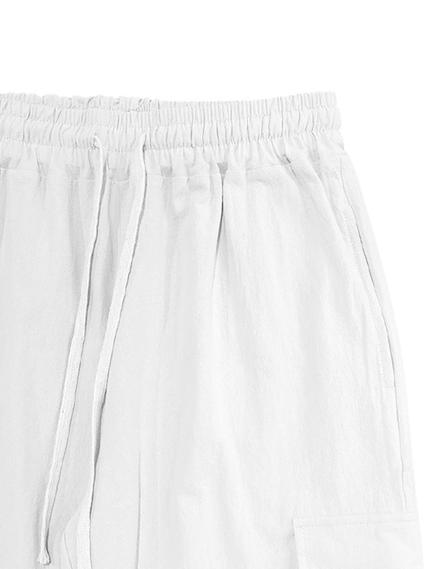 Versatile Cotton Cargo Trousers with Drawstring & Cuffed Hem - MENLL
