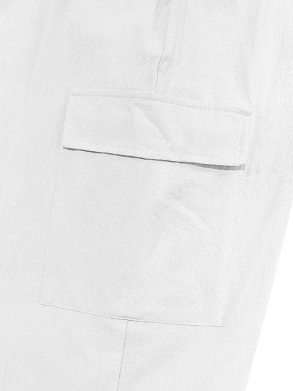 Versatile Cotton Cargo Trousers with Drawstring & Cuffed Hem - MENLL