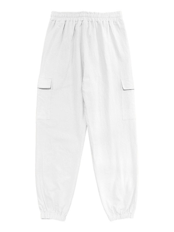 Versatile Cotton Cargo Trousers with Drawstring & Cuffed Hem - MENLL