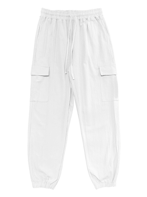 Versatile Cotton Cargo Trousers with Drawstring & Cuffed Hem - MENLL