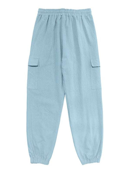 Versatile Cotton Cargo Trousers with Drawstring & Cuffed Hem - MENLL