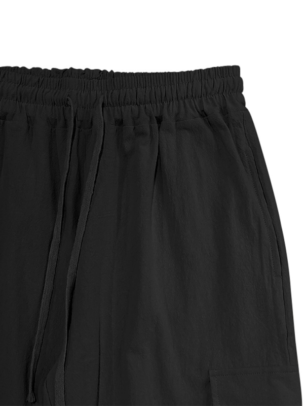 Versatile Cotton Cargo Trousers with Drawstring & Cuffed Hem - MENLL