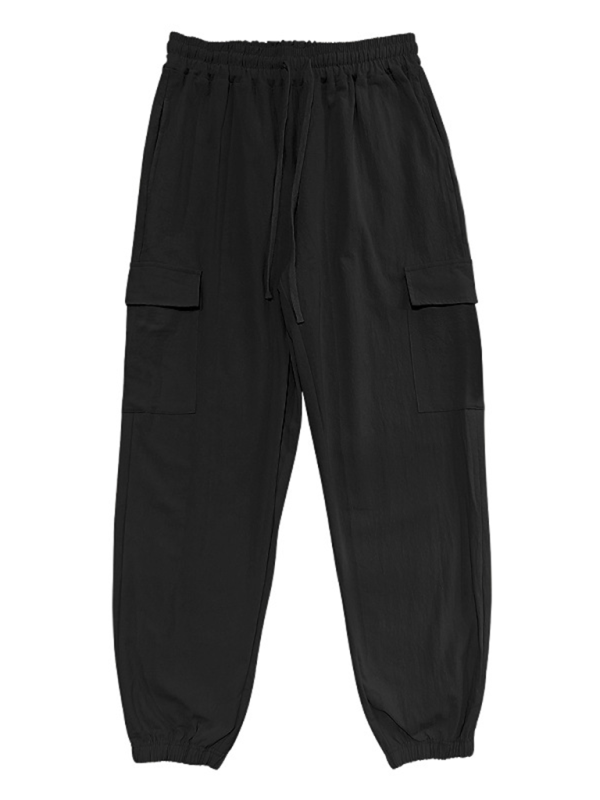 Versatile Cotton Cargo Trousers with Drawstring & Cuffed Hem - MENLL