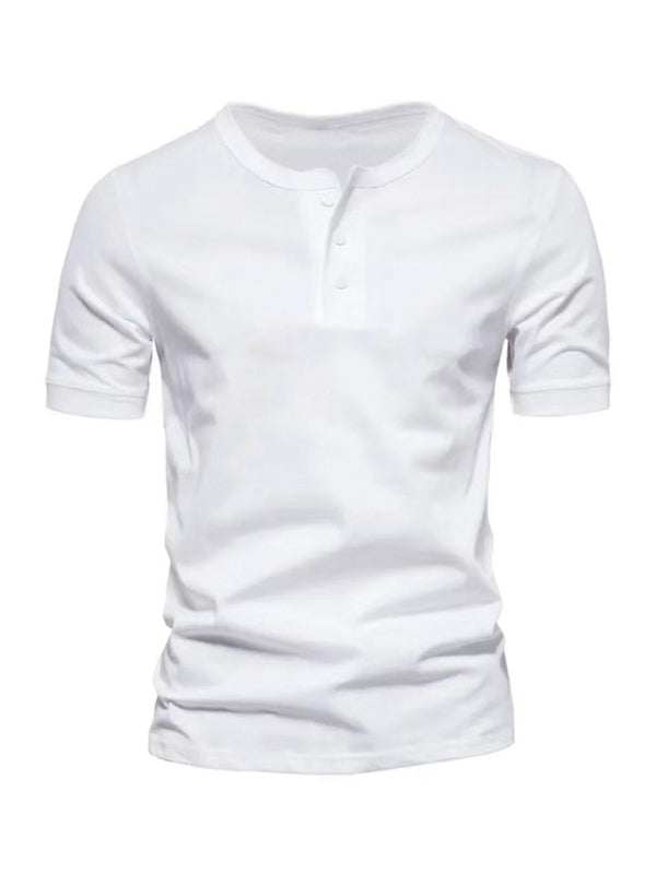 Elevate Your Wardrobe: Henry Slim Fit Crewneck Short Sleeve T-Shirt for Men - MENLL