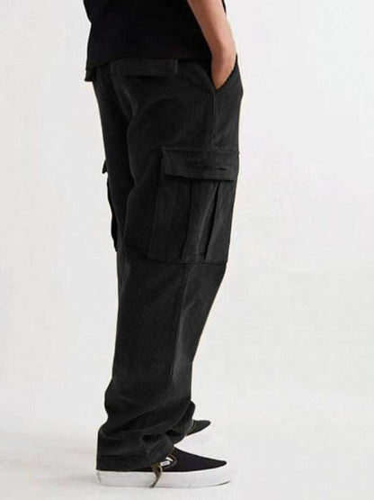 Versatile Corduroy Multi-Pocket Straight-Leg Trousers for Men – Casual Comfort Meets Stylish Functionality - MENLL