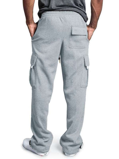 Versatile Men's Comfortable Cargo Pants with Elastic Waist and Multi-Pockets - MENLL