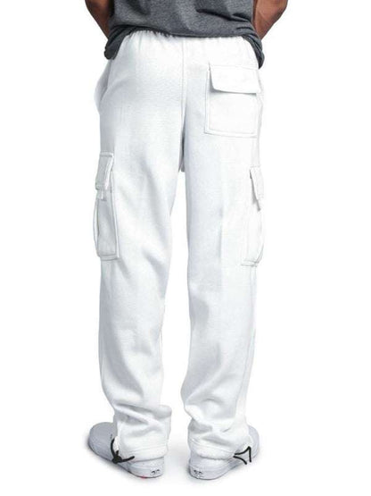 Versatile Men's Comfortable Cargo Pants with Elastic Waist and Multi-Pockets - MENLL