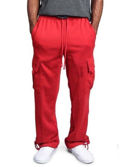 Versatile Men's Comfortable Cargo Pants with Elastic Waist and Multi-Pockets - MENLL