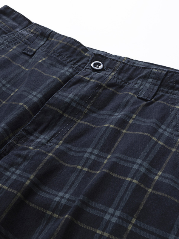 Stylish Men's Plaid Sports Shorts - Slim Fit, Multi-Pocket Casual Wear for Spring & Summer - MENLL