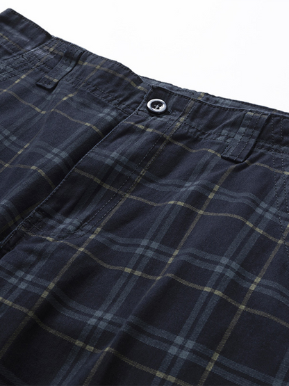 Stylish Men's Plaid Sports Shorts - Slim Fit, Multi-Pocket Casual Wear for Spring & Summer - MENLL