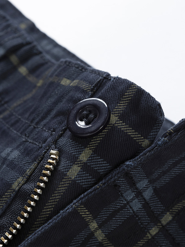 Stylish Men's Plaid Sports Shorts - Slim Fit, Multi-Pocket Casual Wear for Spring & Summer - MENLL