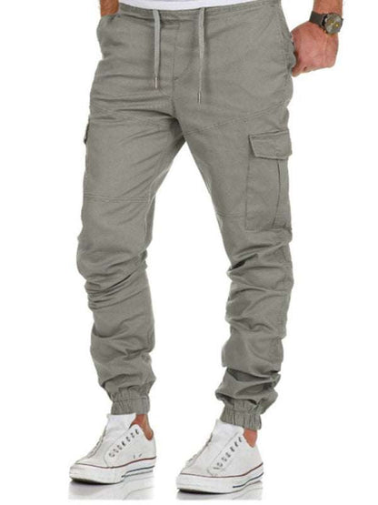 Chic Men’s Drawstring Cargo Trousers with Flap Pockets – Perfect Blend of Comfort and Style! - MENLL