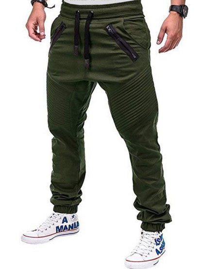 Stylish Men's Zipped Contrast Casual Trousers for Effortless Style and Comfort - MENLL