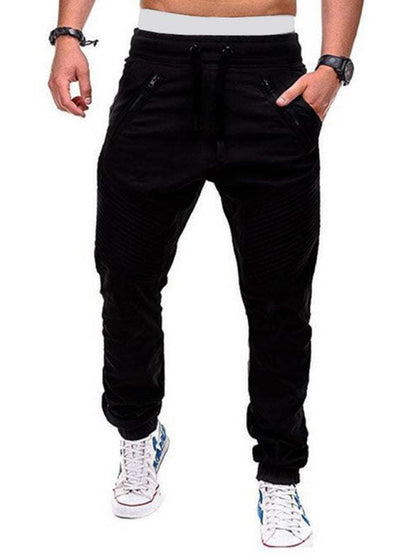 Stylish Men's Zipped Contrast Casual Trousers for Effortless Style and Comfort - MENLL