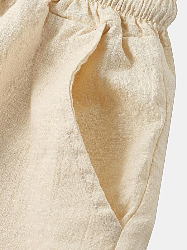 Korean Style Men’s Cotton-Linen Beach Pants - Lightweight Solid Color Casual Trousers for Effortless Summer Style - MENLL