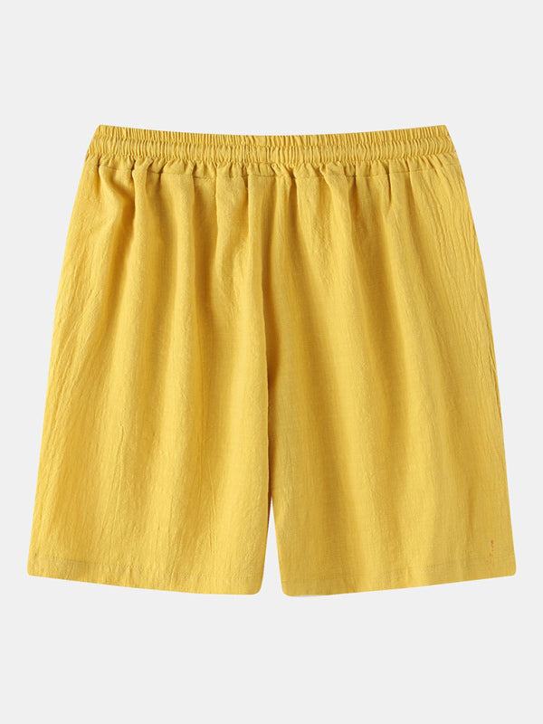 Korean Style Men’s Cotton-Linen Beach Pants - Lightweight Solid Color Casual Trousers for Effortless Summer Style - MENLL