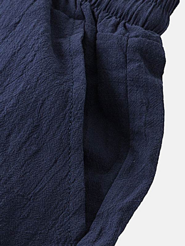 Korean Style Men’s Cotton-Linen Beach Pants - Lightweight Solid Color Casual Trousers for Effortless Summer Style - MENLL
