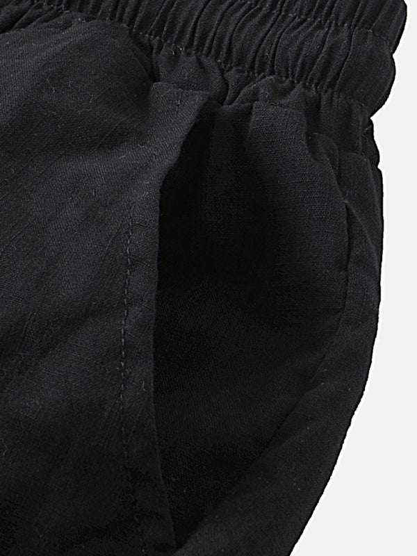 Korean Style Men’s Cotton-Linen Beach Pants - Lightweight Solid Color Casual Trousers for Effortless Summer Style - MENLL
