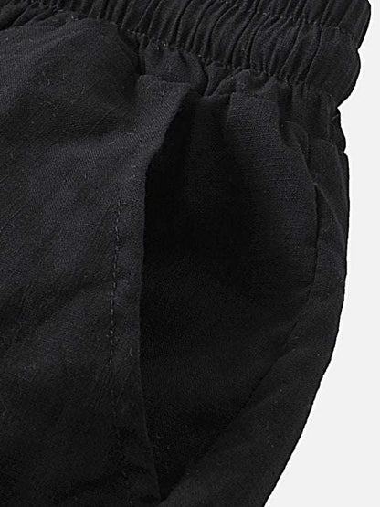 Korean Style Men’s Cotton-Linen Beach Pants - Lightweight Solid Color Casual Trousers for Effortless Summer Style - MENLL