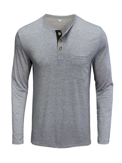 Stylish Men's Long-Sleeved Solid Color T-Shirt - Comfortable Bottoming Shirt for Autumn-Winter Casual Wear