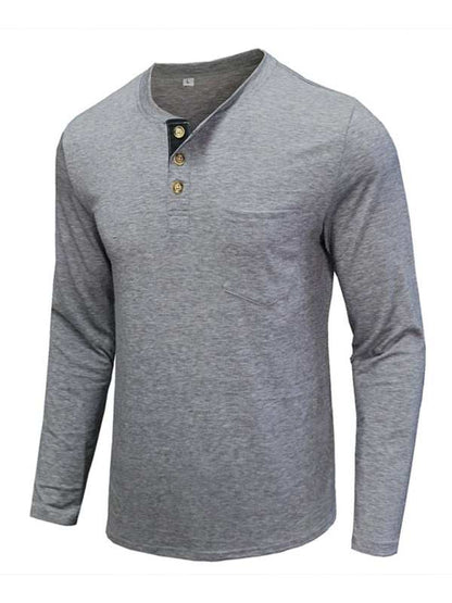 Stylish Men's Long-Sleeved Solid Color T-Shirt - Comfortable Bottoming Shirt for Autumn-Winter Casual Wear
