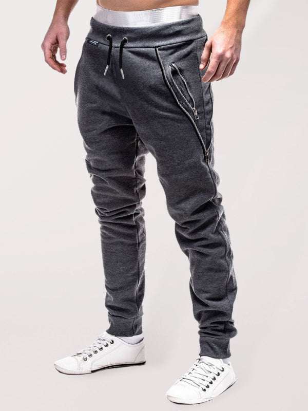 Trendy Men's Personalized Zipper-Trim Casual Trousers for Effortless Style - MENLL